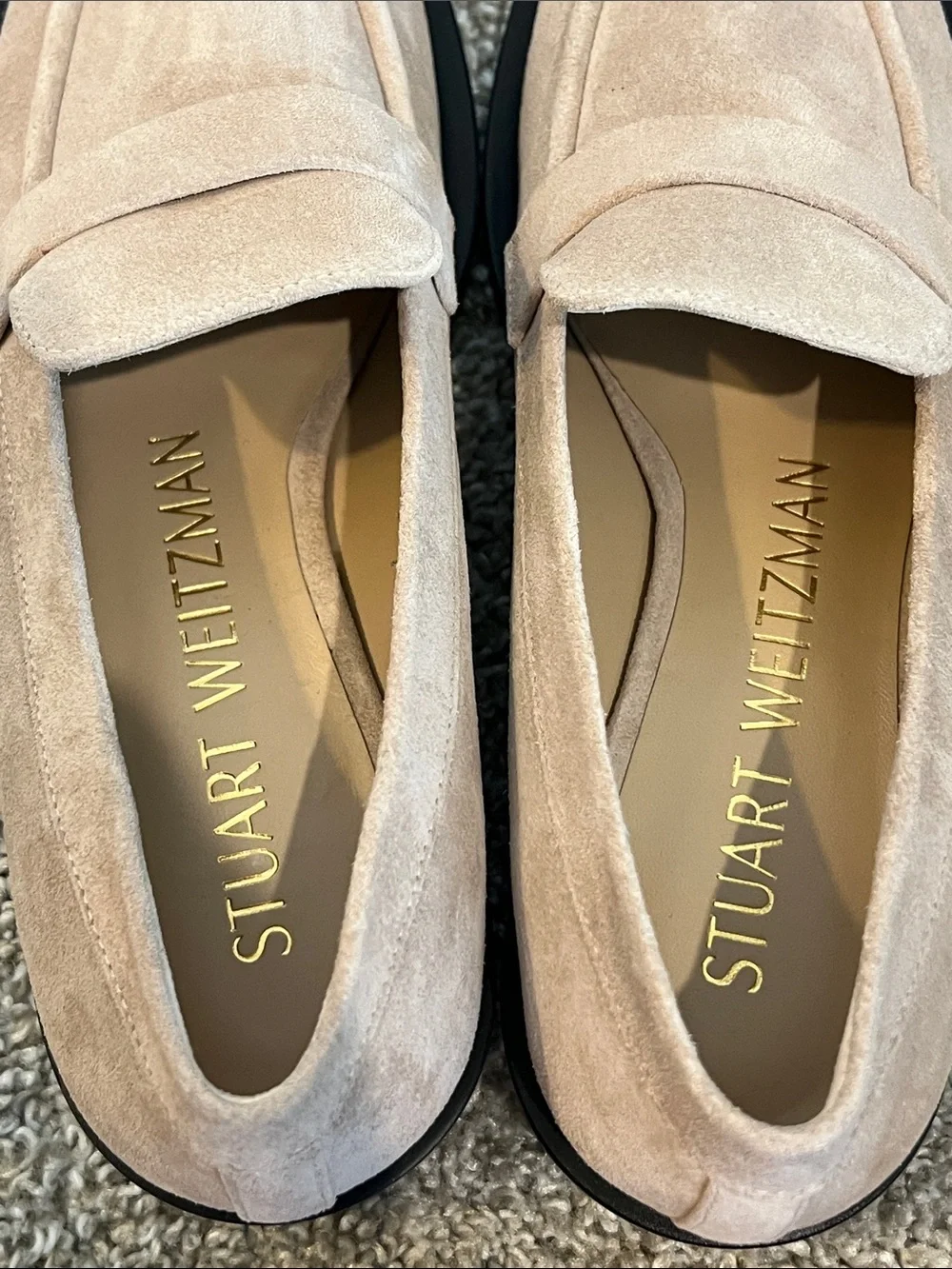 NEW Stuart Weitzman Palmer Sleek Loafers 6.5B Sabbia Beige Suede Leather Spain‎